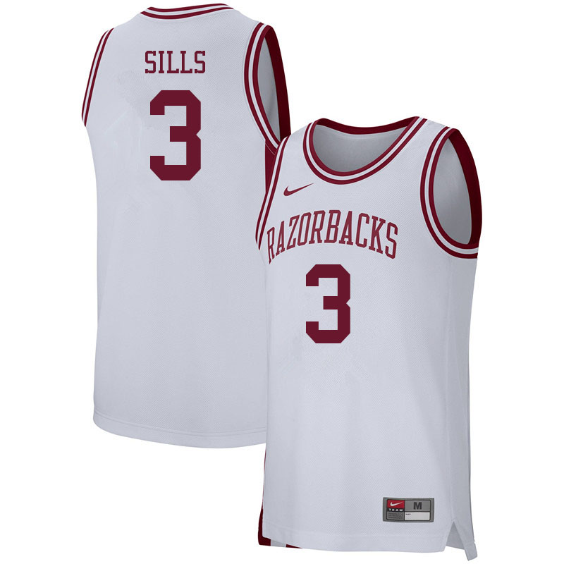 Men #3 Desi Sills Arkansas Razorbacks College Basketball Jerseys Sale-White